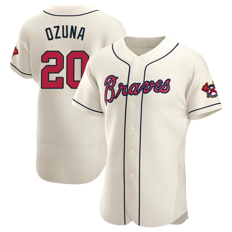 A.Braves #20 Marcell Ozuna Player Cream Home Limited Elite product image 1