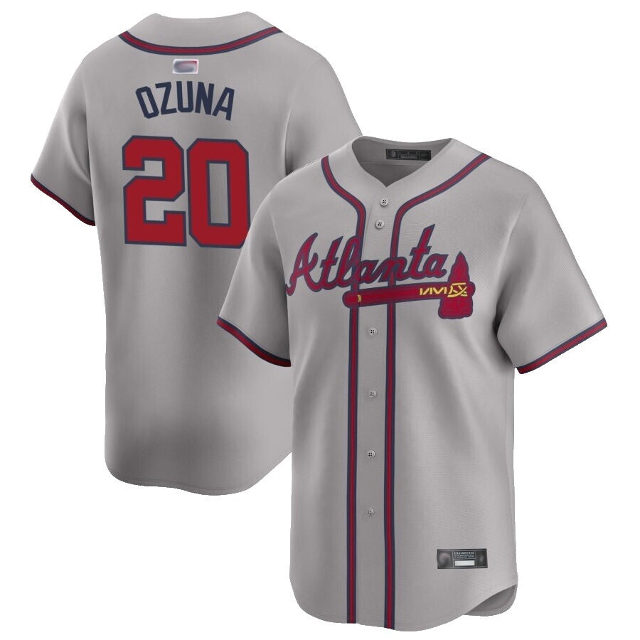 A.Braves #20 Marcell Ozuna Player Gray Home Game Baseball product image 1
