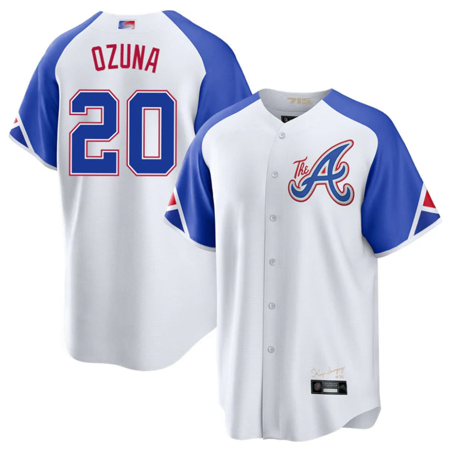A.Braves #20 Marcell Ozuna Player White-Blue City Connect product image 1