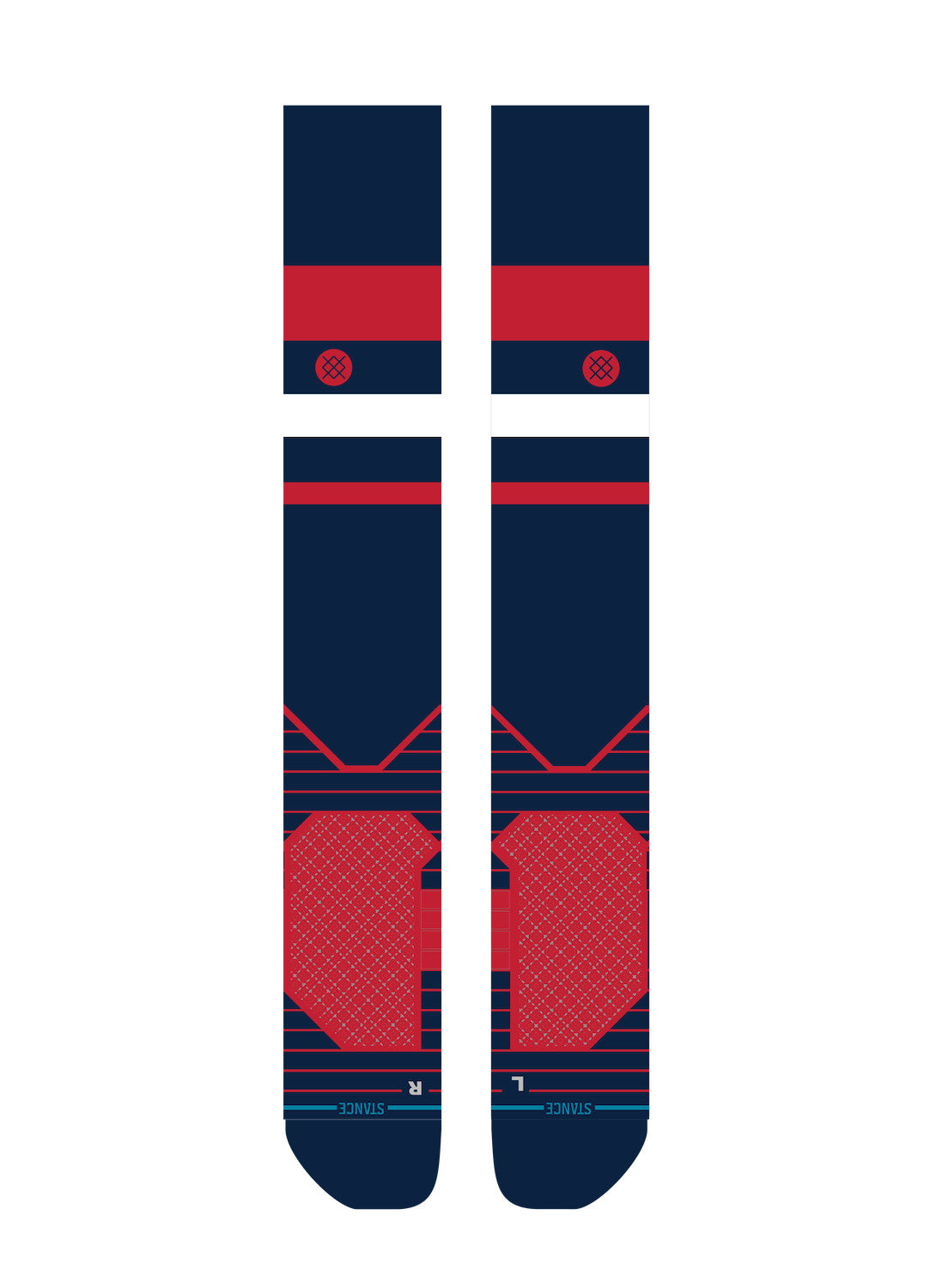 Atlanta Braves STRIPE OTC Stance Socks – Over-the-Calf, Medium Cushioning product image 1, provided for visual reference and