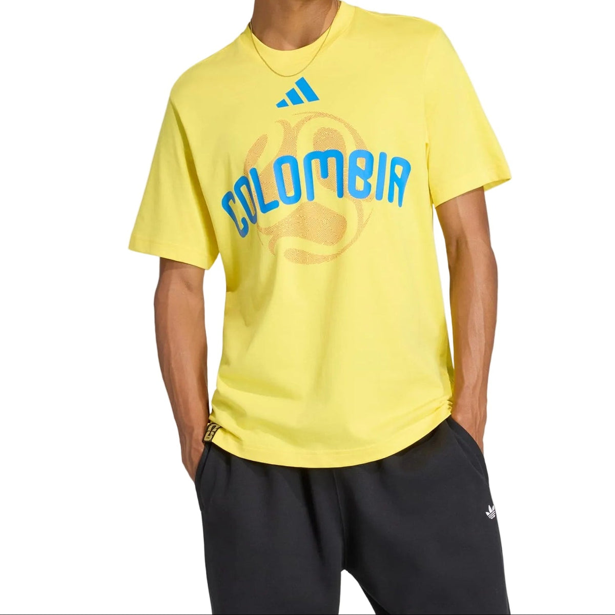Adidas Colombia FIFA World Cup 2026 Graphic T-Shirt Yellow – Men’s Soccer Fan T-Shirt Casual product image 1, provided for