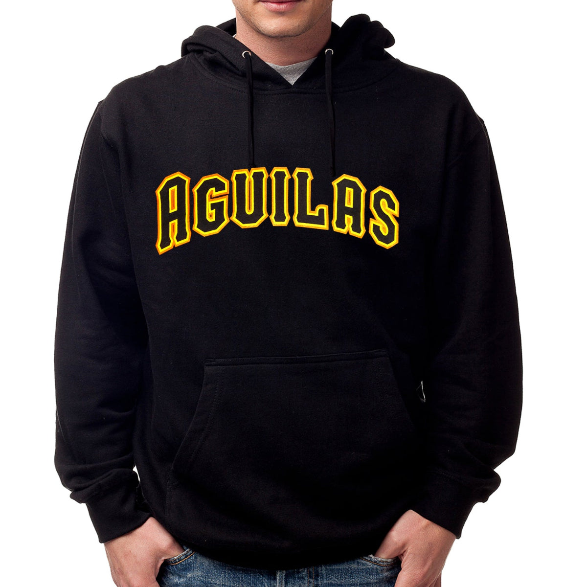 Aguilas Black Hoodie with separate letters logo product image 1, provided for visual reference and product detail review