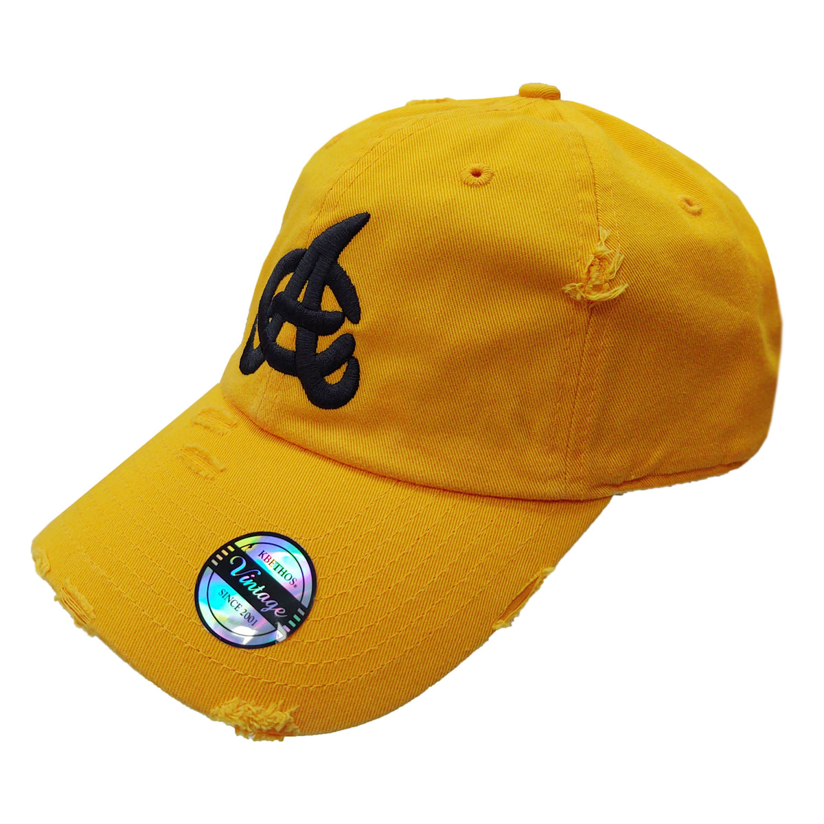 Aguilas Cibaeñas Embroidered Vintage Yellow / Black Hat product image 1, provided for visual reference and product detail