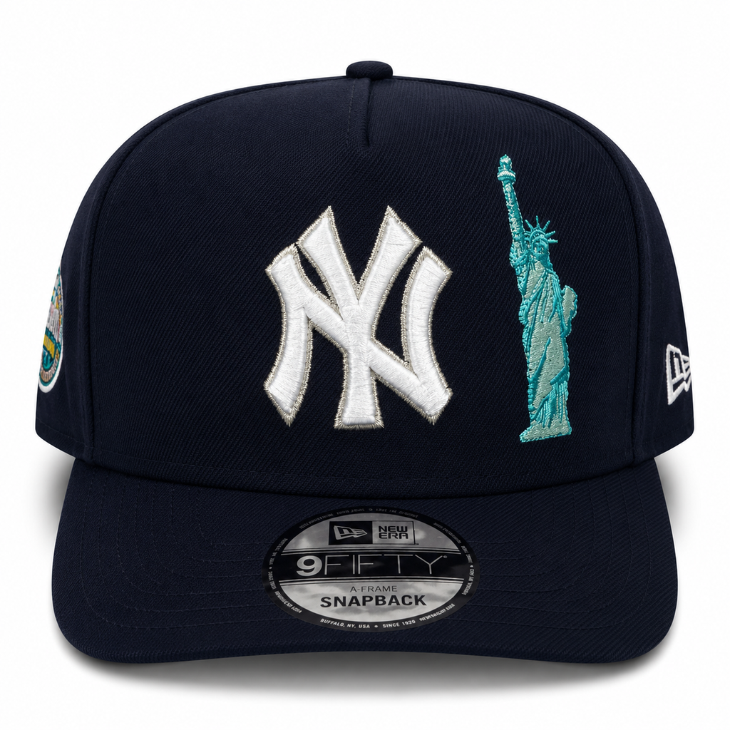 New Era New York Yankees 9FIFTY A-Frame Curved Snapback Hat Navy | MLB Adjustable Cap product image 2, provided for visual