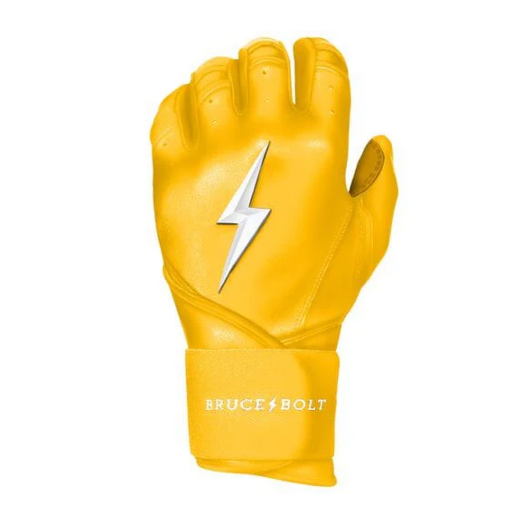Bruce Bolt Premium Pro Long Cuff Batting - Yellow product image 5, provided for visual reference and product detail review