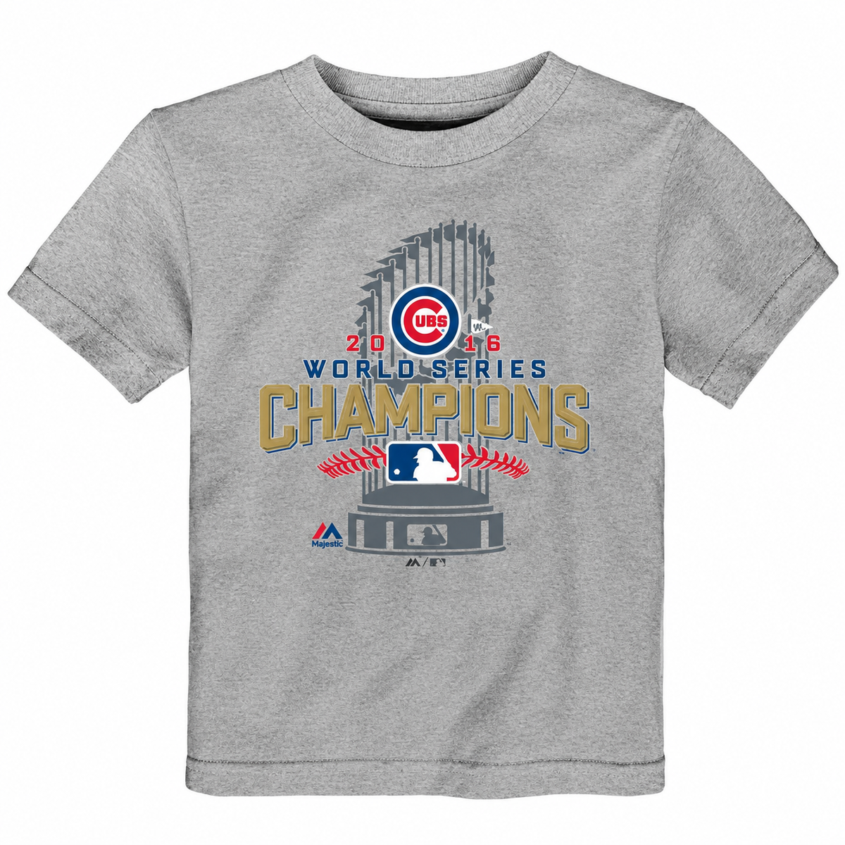 Child Chicago Cubs Majestic Heathered Gray 2016 World Series Champions Locker Room T-shirt product image 1, provided for