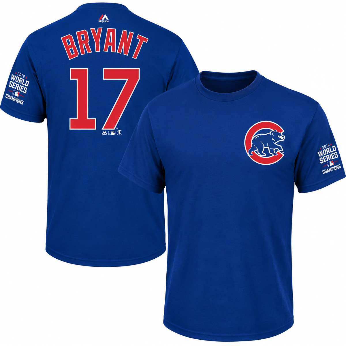 Youth Chicago Cubs Kris Bryant Majestic Royal 2016 World Series Champions Name & Number T-Shirt product image 1, provided