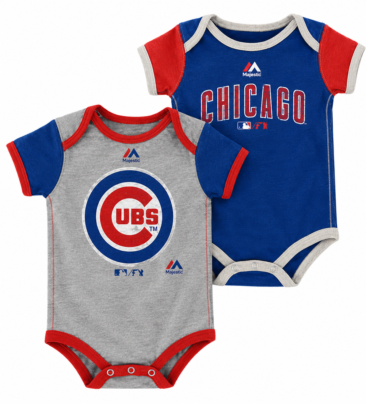 Infant Chicago Cubs Majestic Royal/Gray Vintage Baby 2-Piece Bodysuit Set product image 1, provided for visual reference and