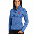 Chicago Cubs Antigua Heathered Royal Fortune Half-Zip Pullover Sweater for Women product image 1, provided for visual