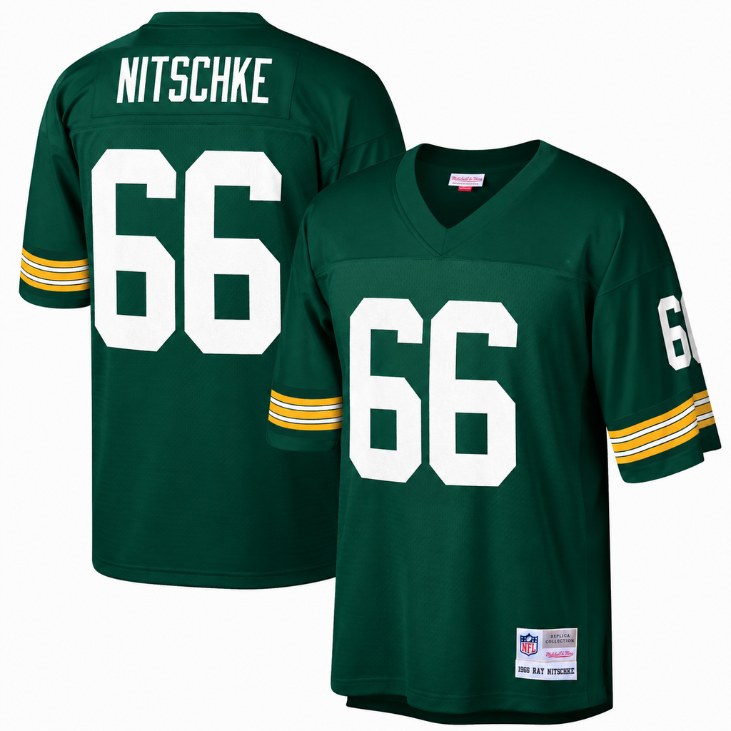 Mens Green Bay Packers Ray Nitschke Mitchell & Ness Green Replica Legacy Jersey product image 1, provided for visual
