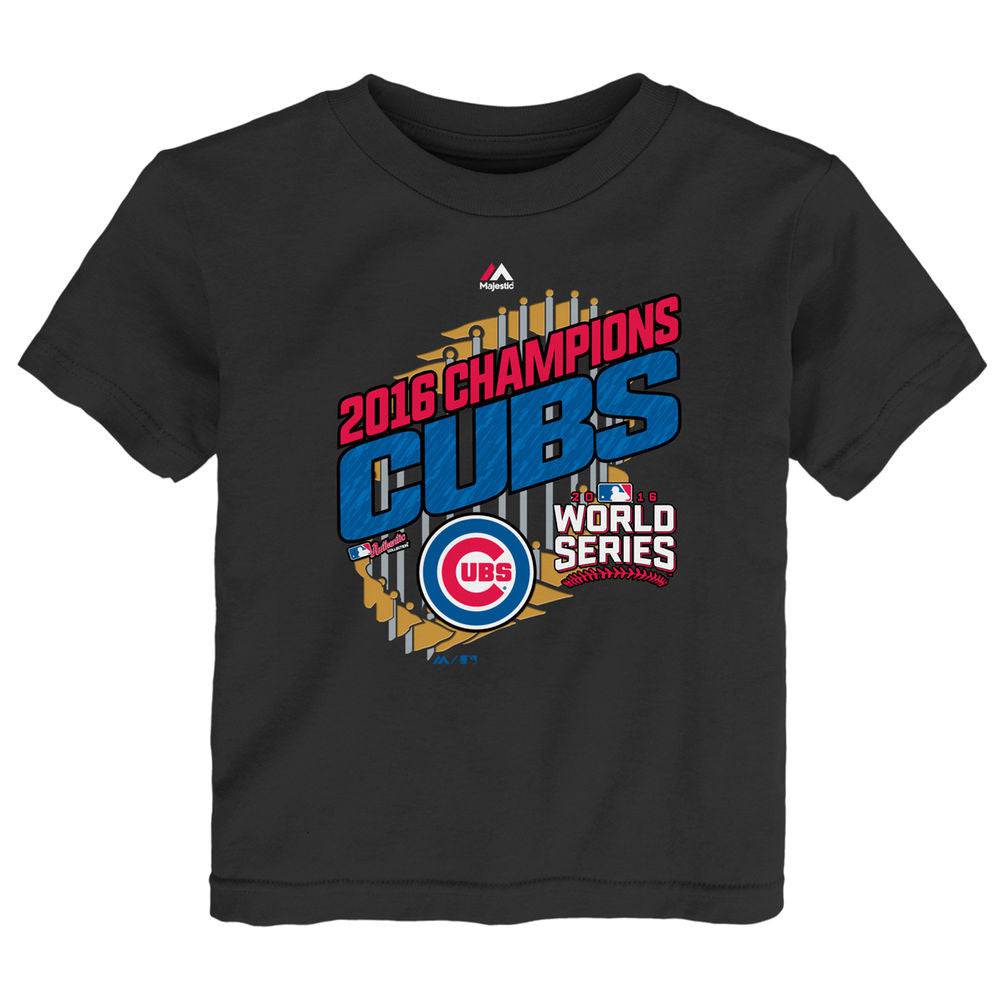 Toddler Chicago Cubs 2016 World Series Champions Parade T-Shirt By Majestic product image 1, provided for visual reference