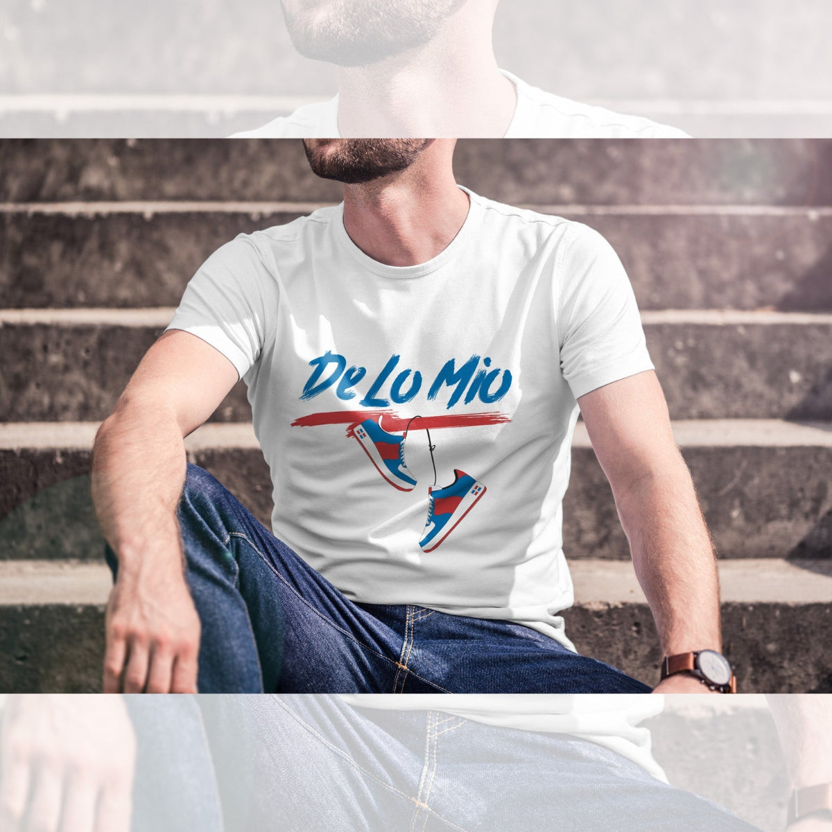 Dominican Phrase "De lo mio" Printed T-Shirt product image 3, provided for visual reference and product detail review