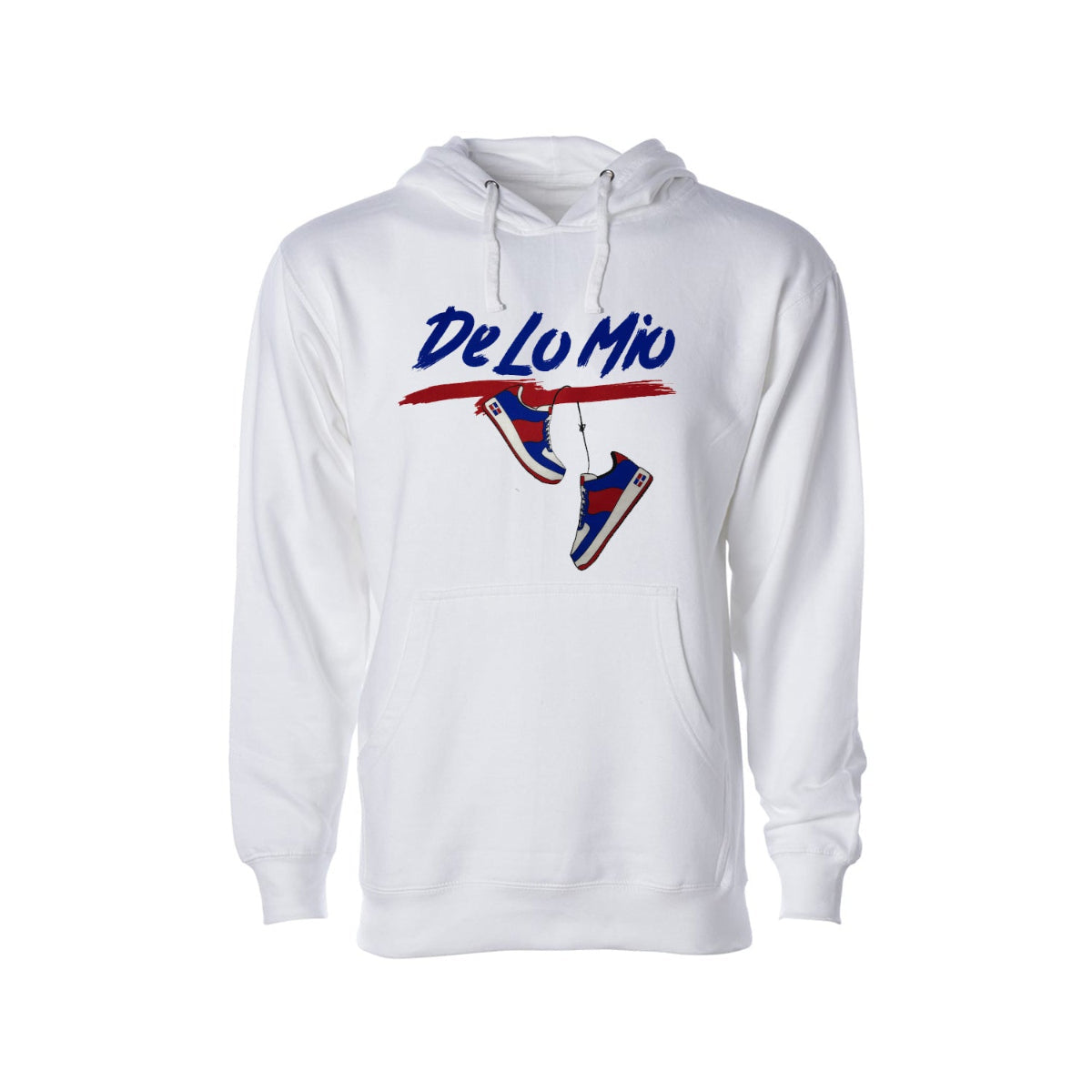 Dominican Phrase De lo mio Printed White Hoodie product image 1, provided for visual reference and product detail review