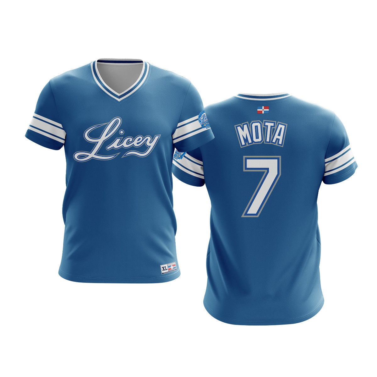 Dominican Hall of Fame Tigres del Licey Jersey Royal Blue - Mota 7 product image 1, provided for visual reference and