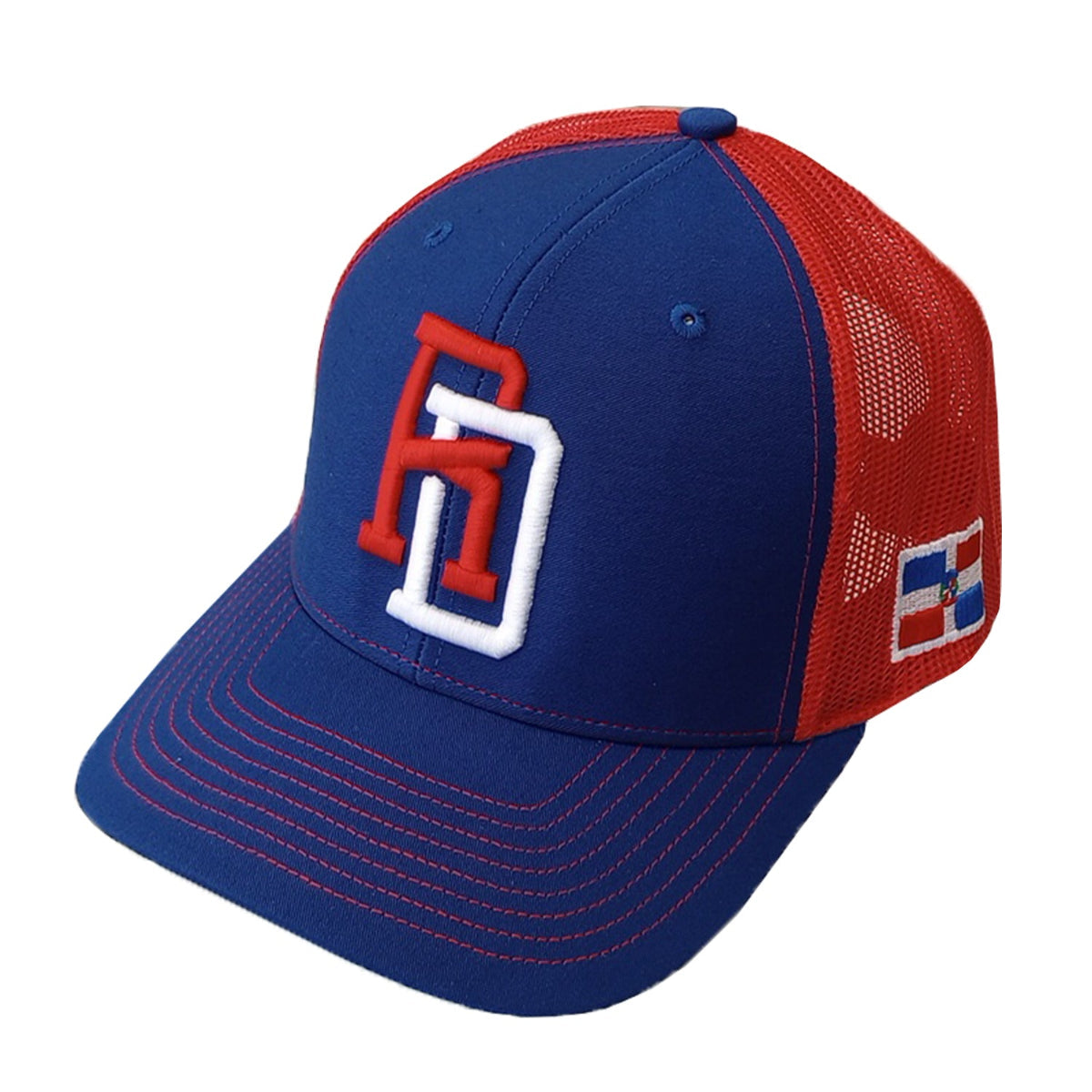 Dominican Republic Snapback Mesh Royal Red Cap RD product image 3, provided for visual reference and product detail review