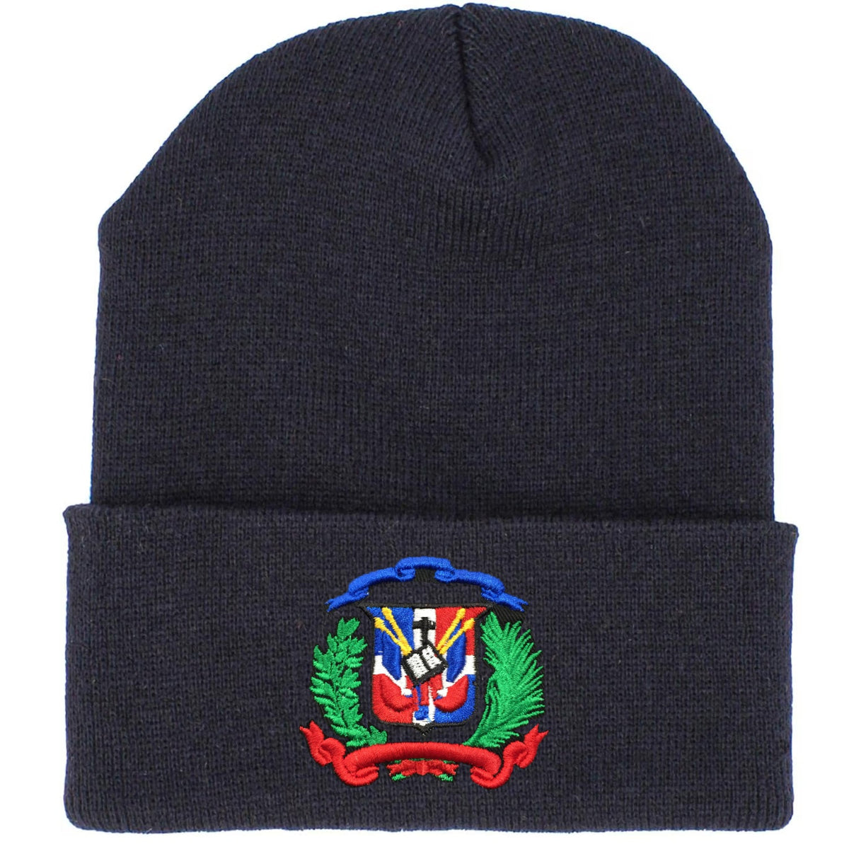 Dominican Shield Skully Black Beanie Hat product image 1, provided for visual reference and product detail review