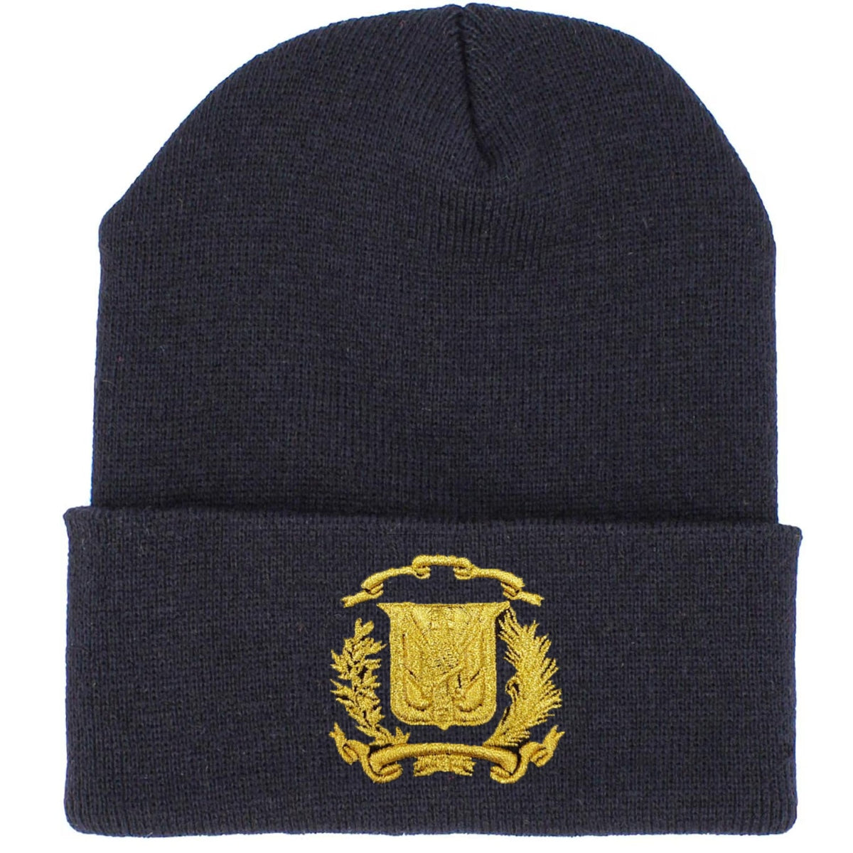 Dominican Shield Skully Black Beanie Hat product image 1, provided for visual reference and product detail review