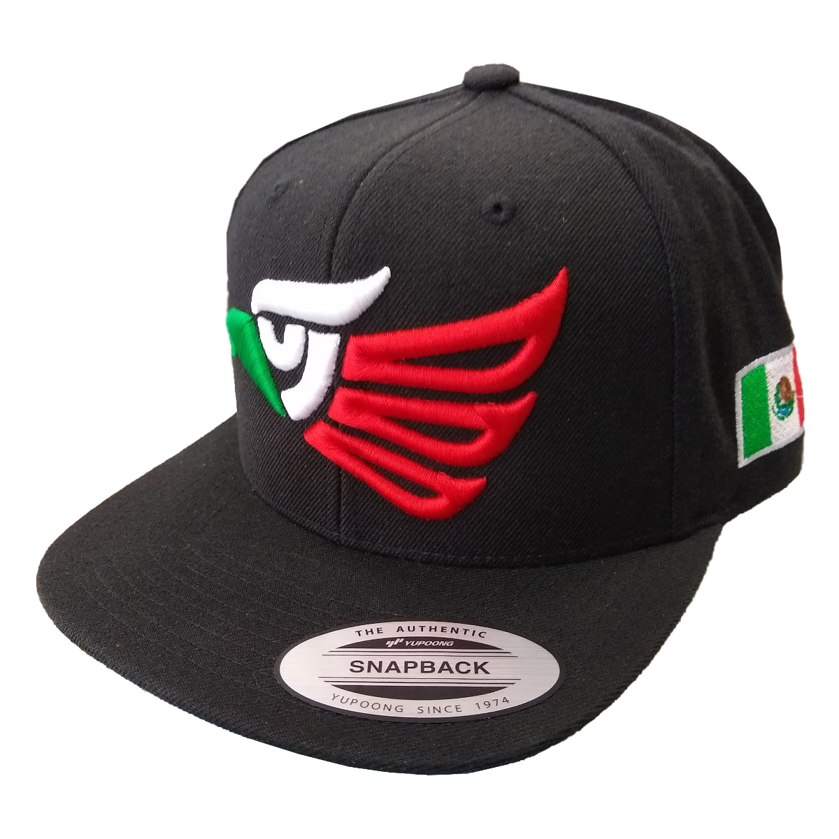 Embroidered Eagle and flag Mexico SLIM LOGO Snapback hat product image 1, provided for visual reference and product detail