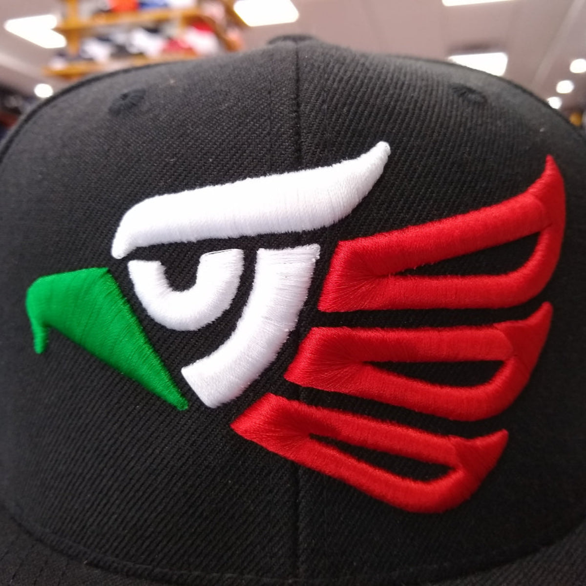 Embroidered Eagle and flag Mexico SLIM LOGO Snapback hat product image 5, provided for visual reference and product detail