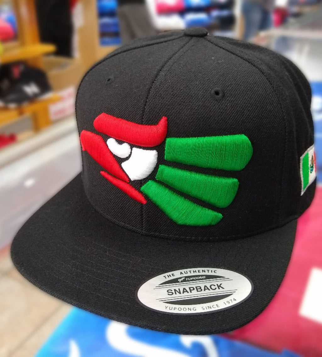 Embroidered Eagle and flag Mexico WIDE logo Snapback hat product image 3, provided for visual reference and product detail