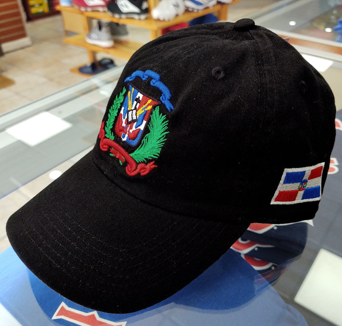Escudo Republica Dominicana - Dominican Shield Black Full Color Dad Hat product image 3, provided for visual reference and