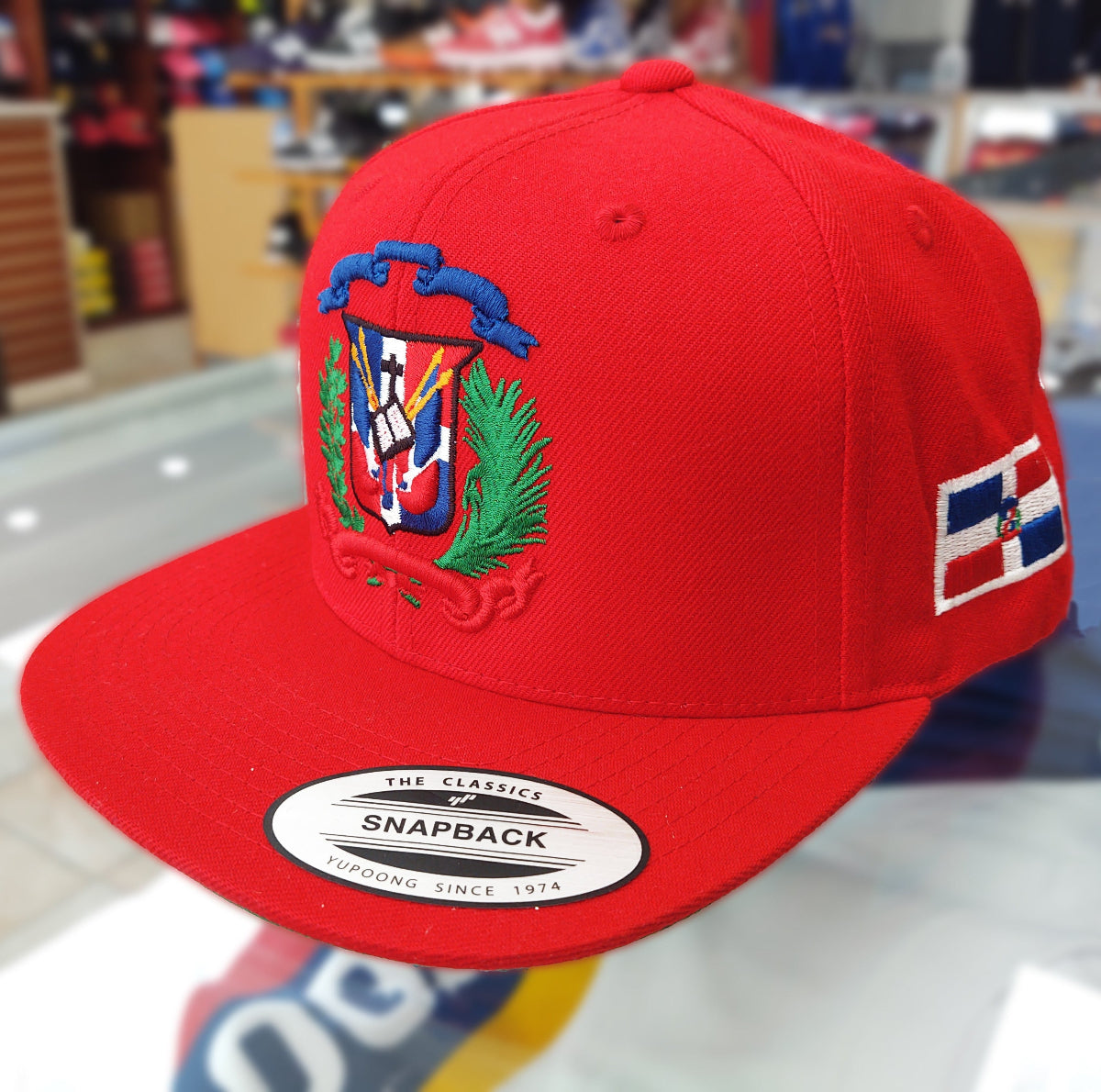 Escudo Republica Dominicana - Dominican Snapback Red - Full Color Hat product image 4, provided for visual reference and