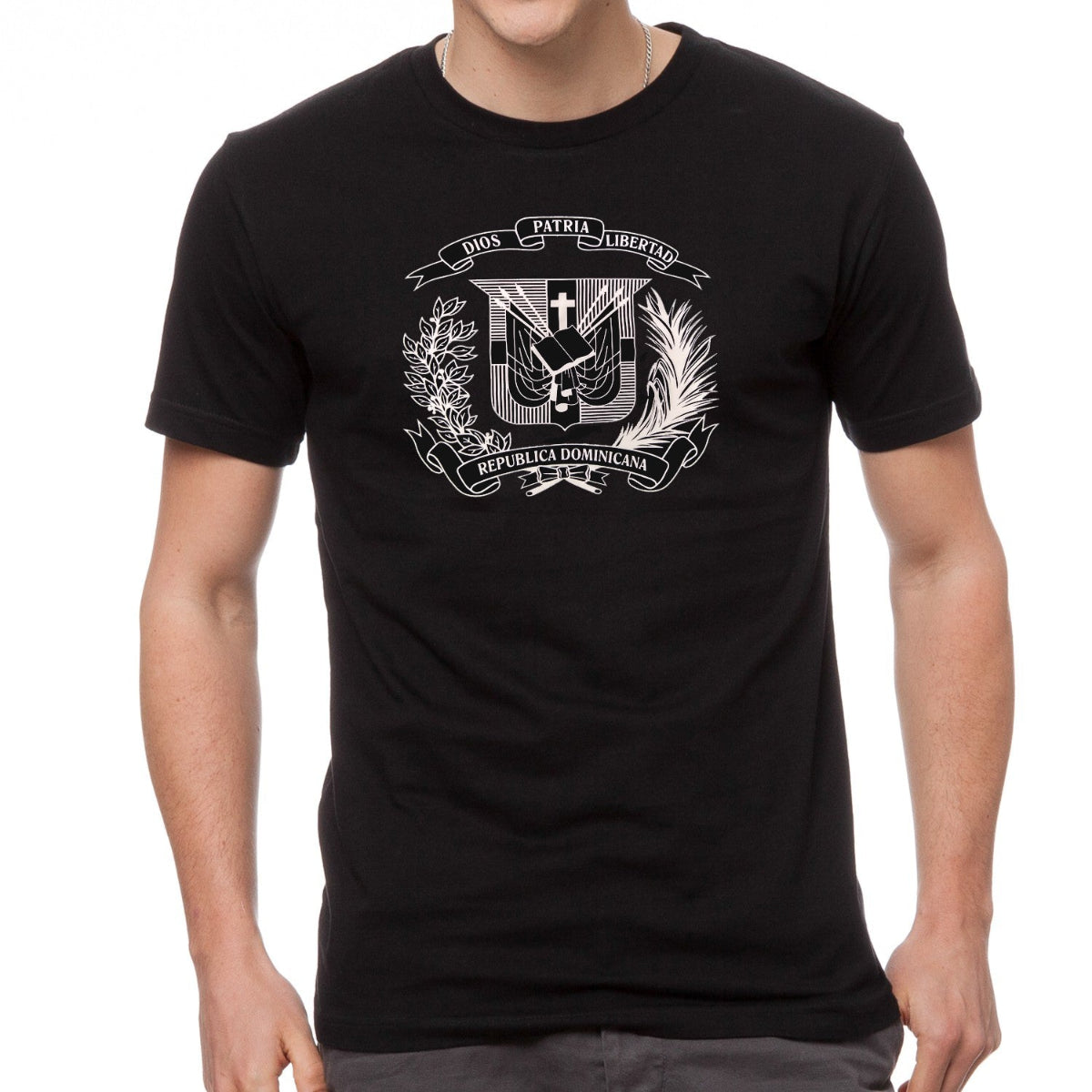 Dominican Shield Premium T-Shirt Design Light Silver Foil – Light and Soft product image 1, provided for visual reference