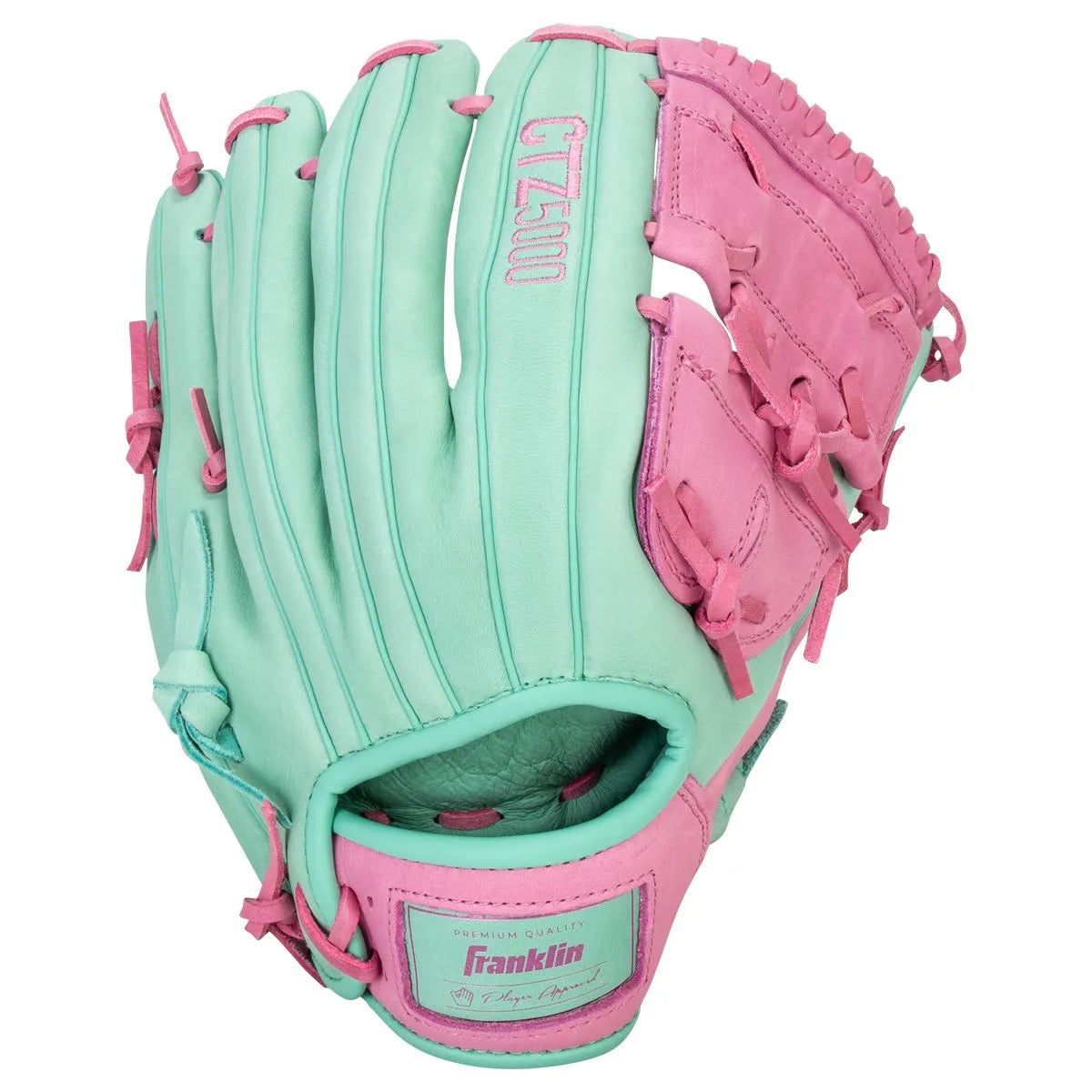 Franklin Sports CTZ5000 12" Baseball Glove - Mint & Rose | Premium Leather Infield Glove product image 4, provided for