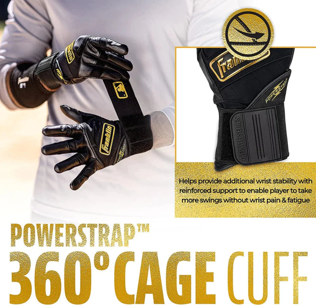 Franklin Infinite Powerstrap Series Adult Batting Gloves - Long Cuff product image 6, provided for visual reference and