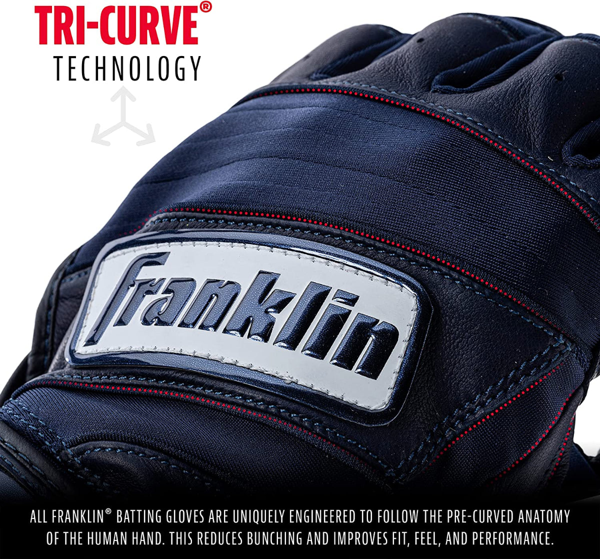 Franklin Natural ® II HI-LITE Batting Gloves - Navy product image 4, provided for visual reference and product detail review