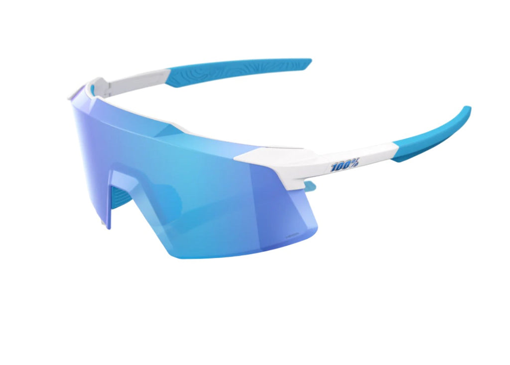 100% AEROCRAFT® Matte White HiPER® Blue Mirror Lens product image 1, provided for visual reference and product detail review