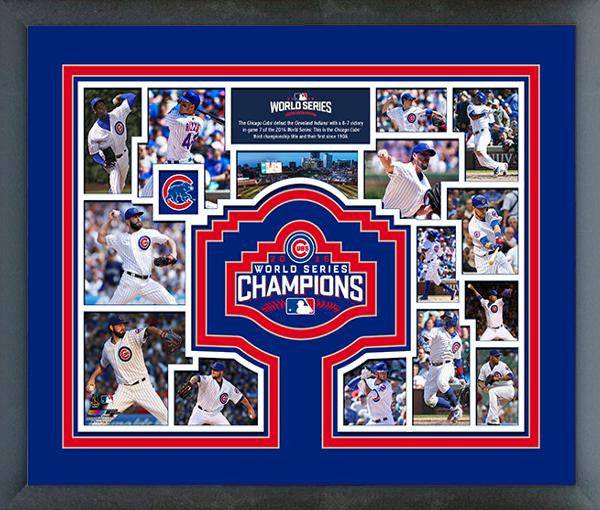Chicago Cubs 2016 World Series Champions Team Collage Framed Glass - 12" x 15" product image 1, provided for visual