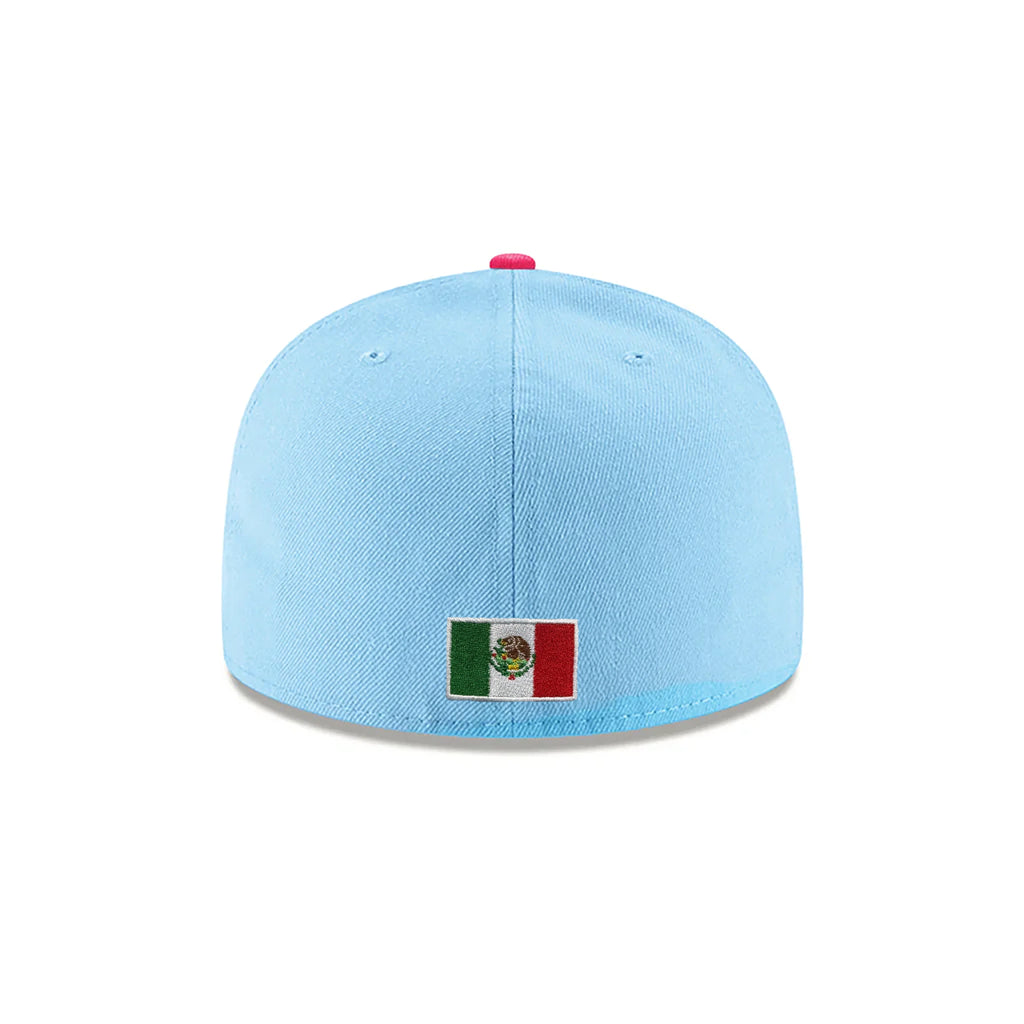 New Era 59FIFTY Mexico "M" Fitted Hat – Light Blue/Rose Pink product image 3, provided for visual reference and product