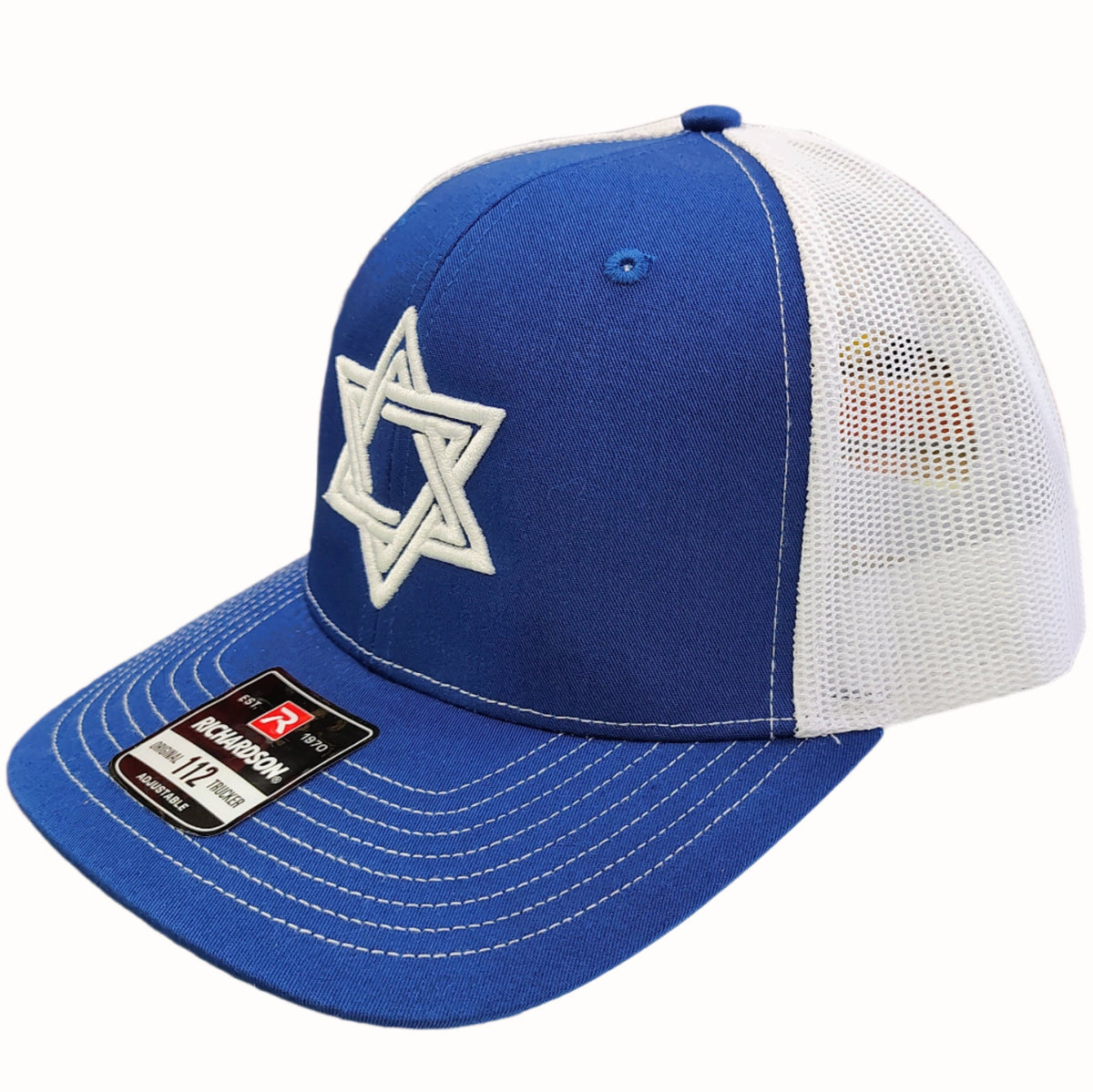 Trucker Mesh Hat with Embroidered Star of David product image 2, provided for visual reference and product detail review