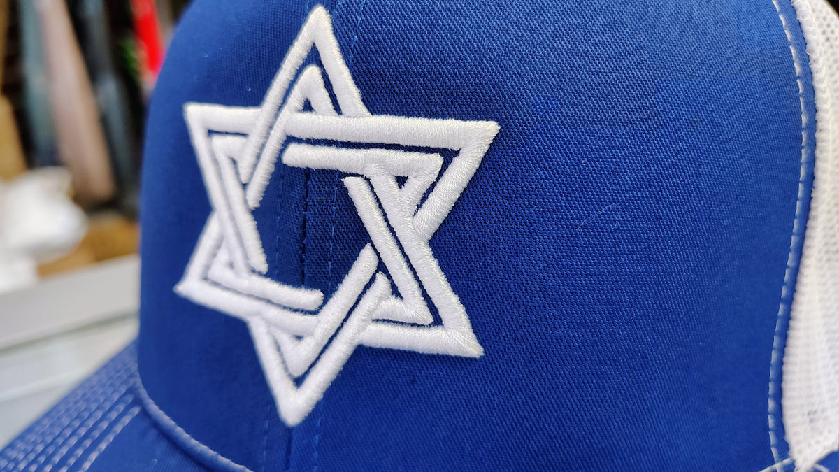 Trucker Mesh Hat with Embroidered Star of David product image 4, provided for visual reference and product detail review