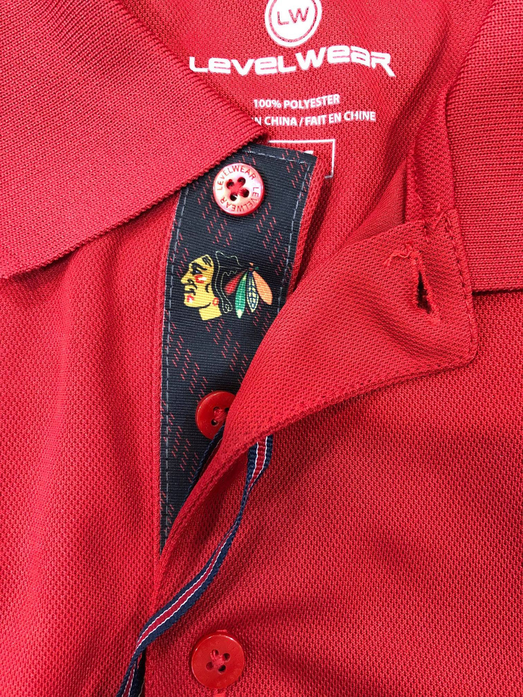 Mens Chicago Blackhawks Omaha Skate Lace Polo product image 2, provided for visual reference and product detail review