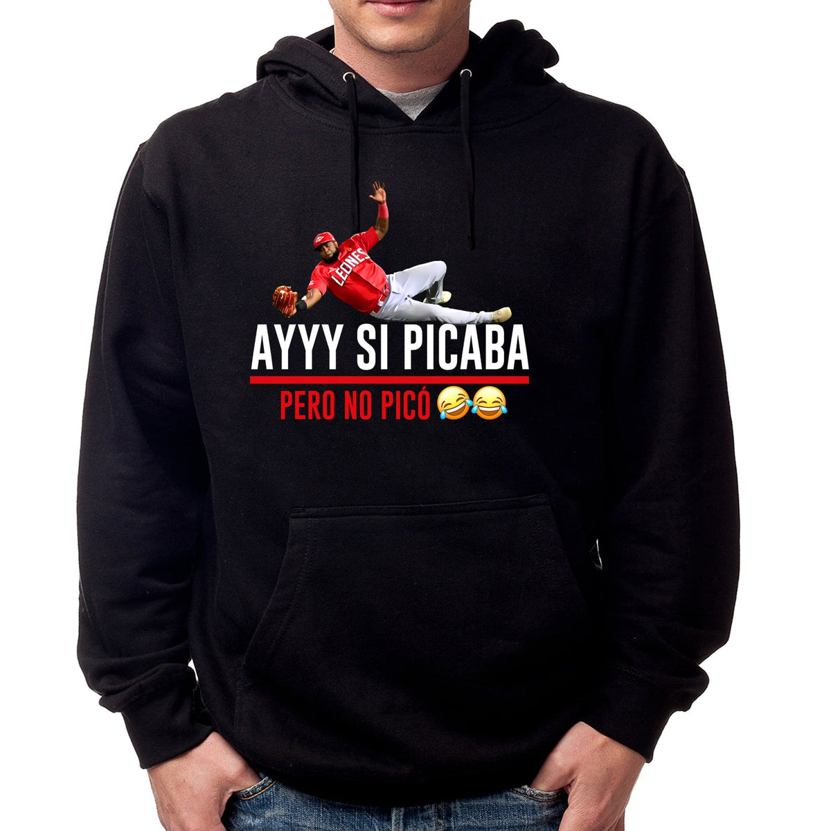 Leones del Escogido Fleece Hoodie – “Ayyy Si Picaba, Pero No Picó” product image 1, provided for visual reference and