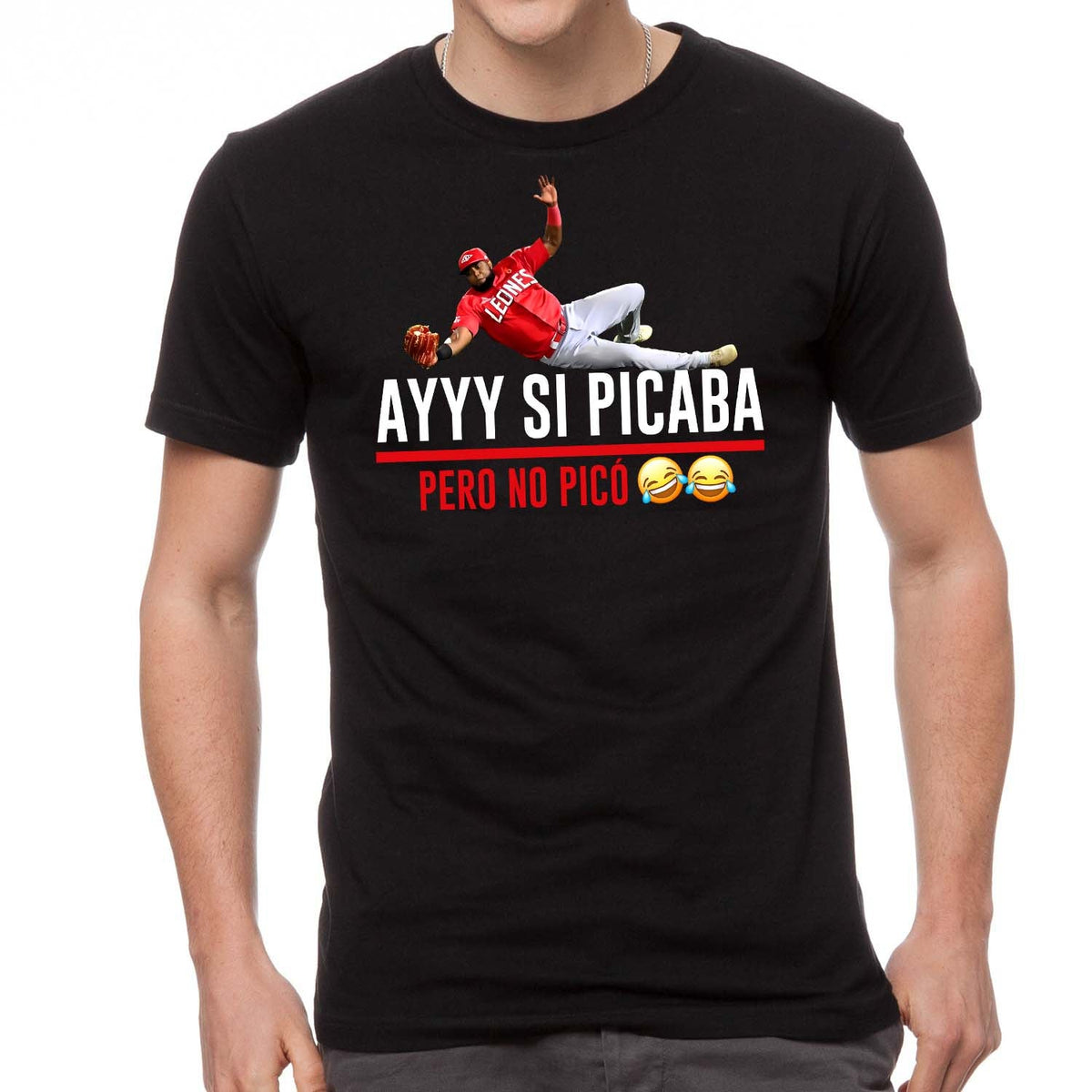 Leones del Escogido T-Shirt – “Ayyy Si Picaba, Pero No Picó” product image 1, provided for visual reference and product