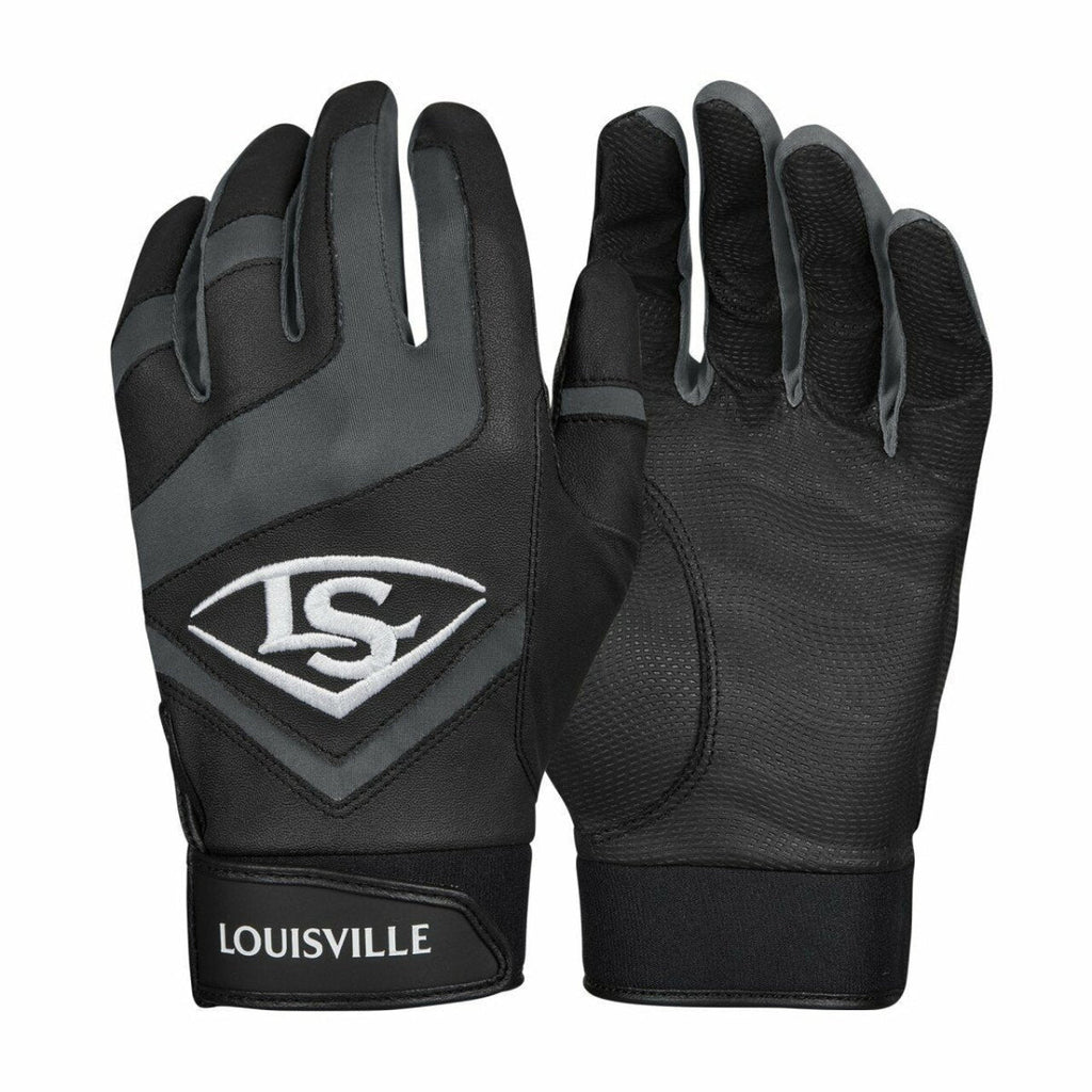 Louisville Slugger Adult Genuine Batting Gloves - Black / White product image 1, provided for visual reference and product