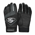 Louisville Slugger Adult Genuine Batting Gloves - Black / White product image 1, provided for visual reference and product