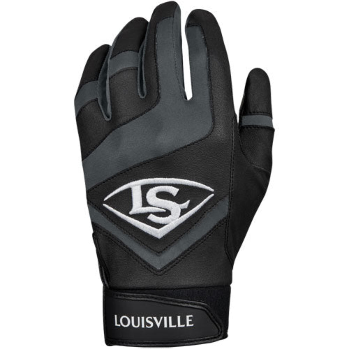 Louisville Slugger Adult Genuine Batting Gloves - Black / White product image 2, provided for visual reference and product