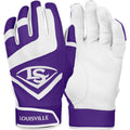 Louisville Slugger Adult Genuine Batting Gloves - Purple / White product image 1, provided for visual reference and product