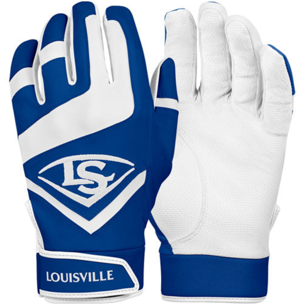 Louisville Slugger Adult Genuine Batting Gloves - Royal / White product image 1, provided for visual reference and product