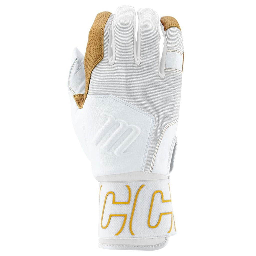 Marucci Blacksmith Full Wrap Batting Gloves V2 - White / White product image 2, provided for visual reference and product