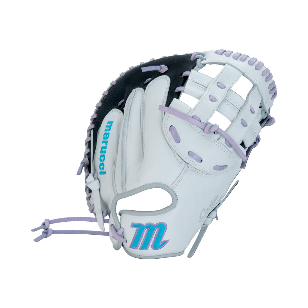 Marucci Caddo FP Fastpitch Youth Glove | Basket Web | Lavender/White/Black | Full-Grain Leather product image 5, provided
