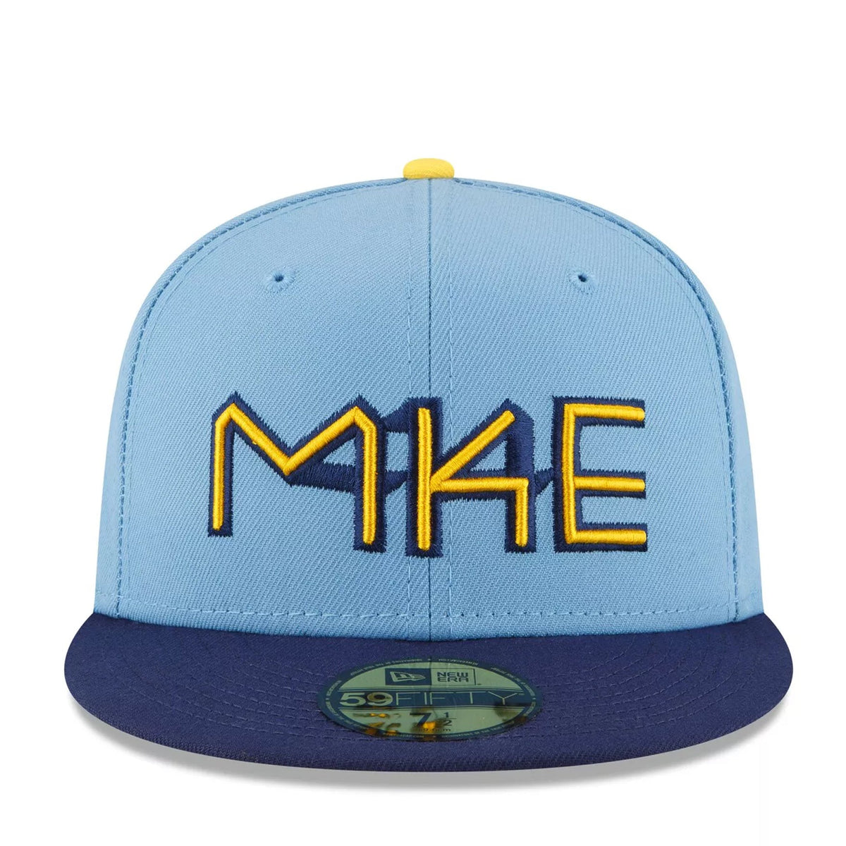 Milwaukee Brewers City Connect New Era 59FIFTY Fitted Hat – Light Blue & Navy Cap with MKE Embroidery product image 4,