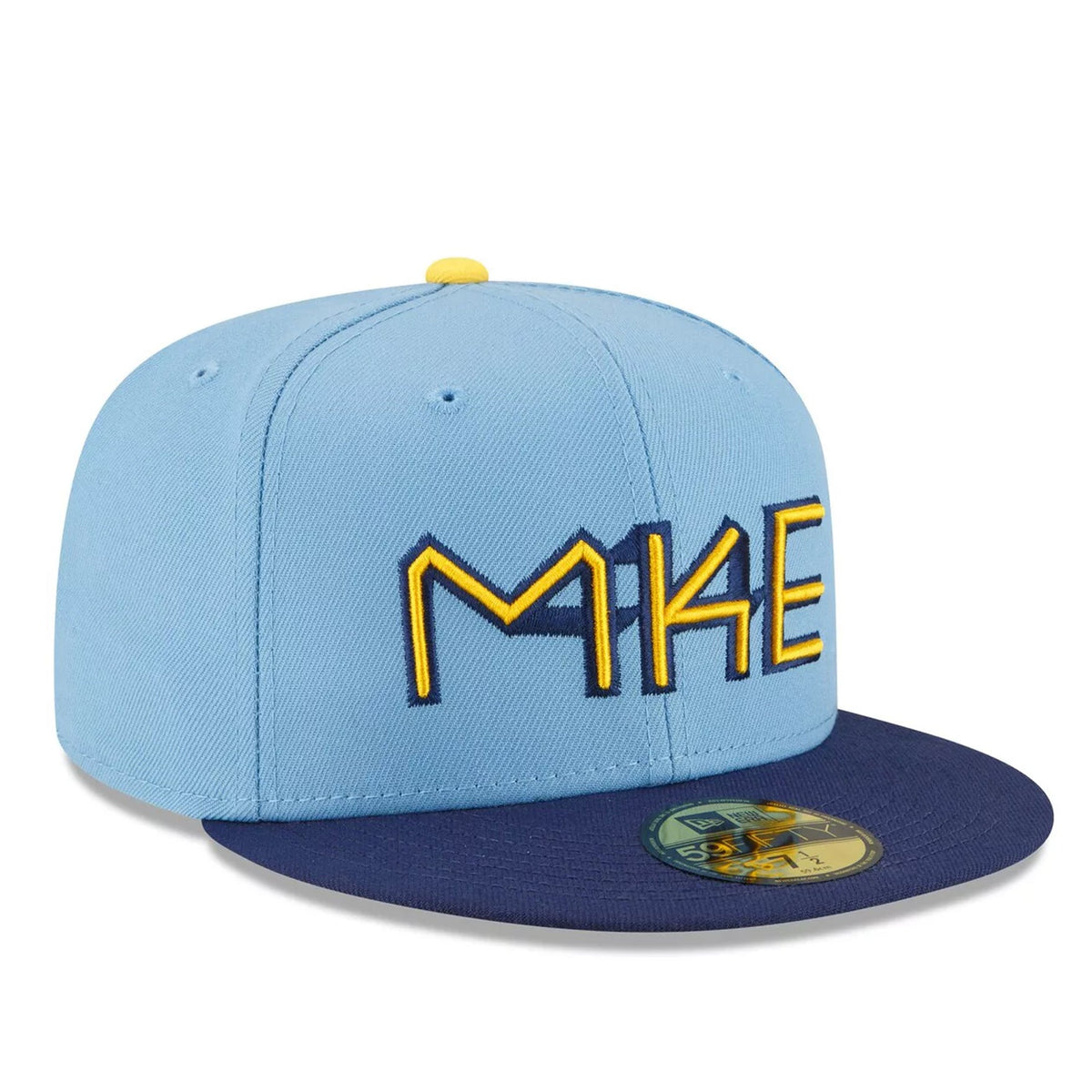 Milwaukee Brewers City Connect New Era 59FIFTY Fitted Hat – Light Blue & Navy Cap with MKE Embroidery product image 3,