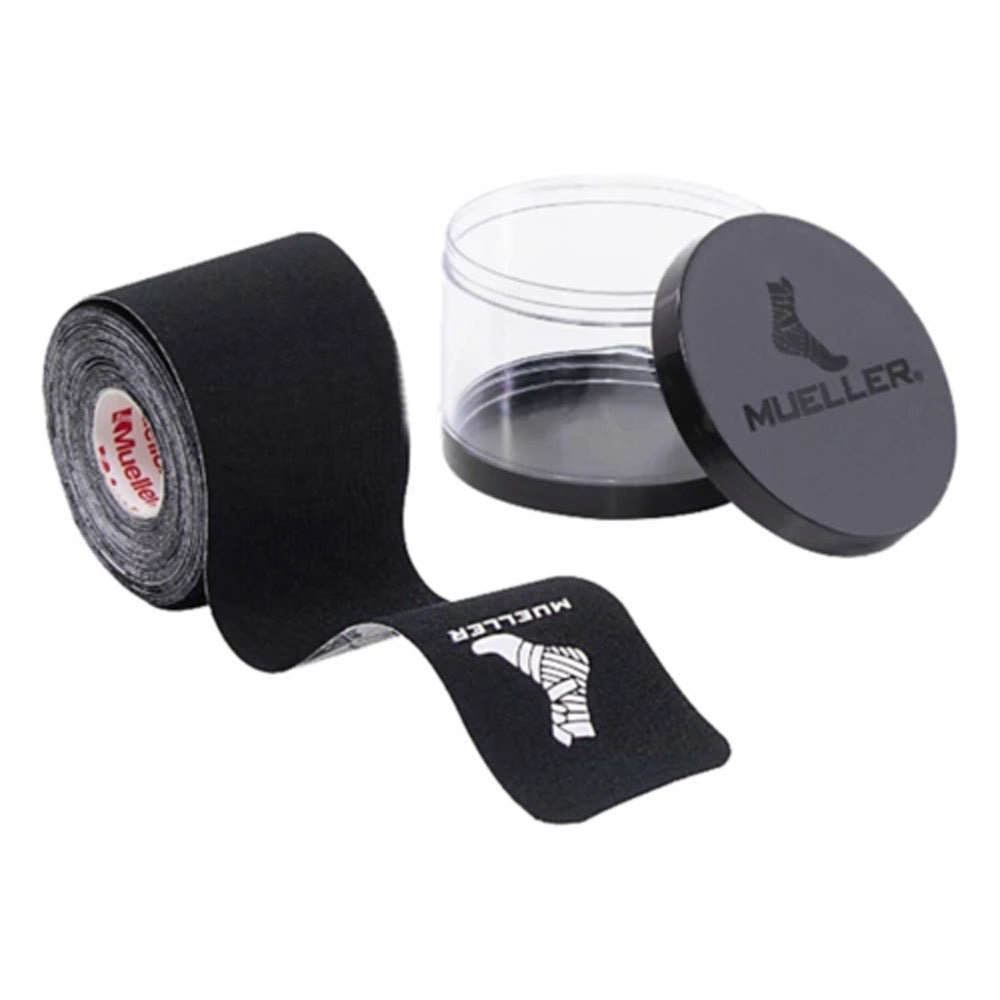 Mueller Typhoon Elite Kinesiology Therapeutic Tape, Black – 20 Pre-Cut I-Strips with Protective Case product image 1,