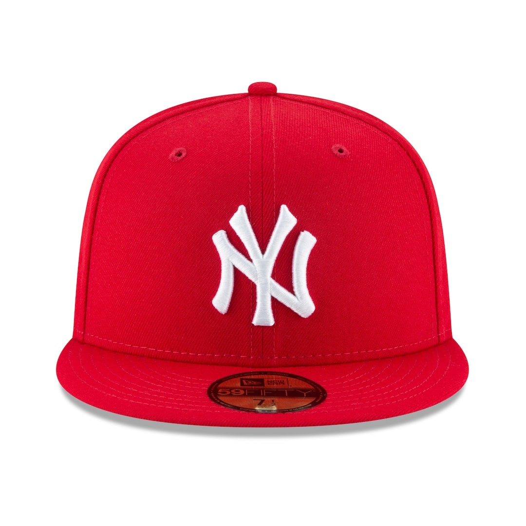 New Era 59FIFTY New York Yankees Fitted Hat Scarlet Red product image 2, provided for visual reference and product detail