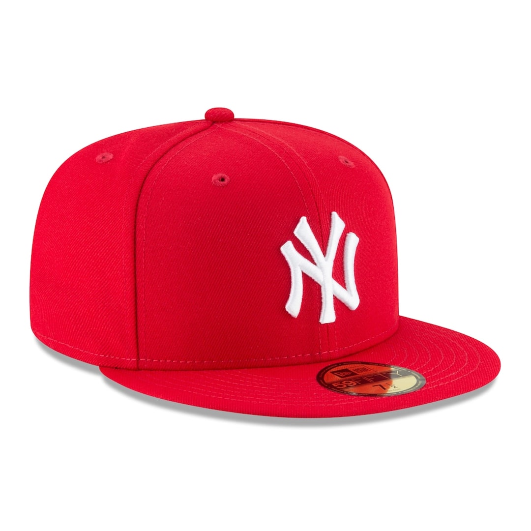 New Era 59FIFTY New York Yankees Fitted Hat Scarlet Red product image 4, provided for visual reference and product detail